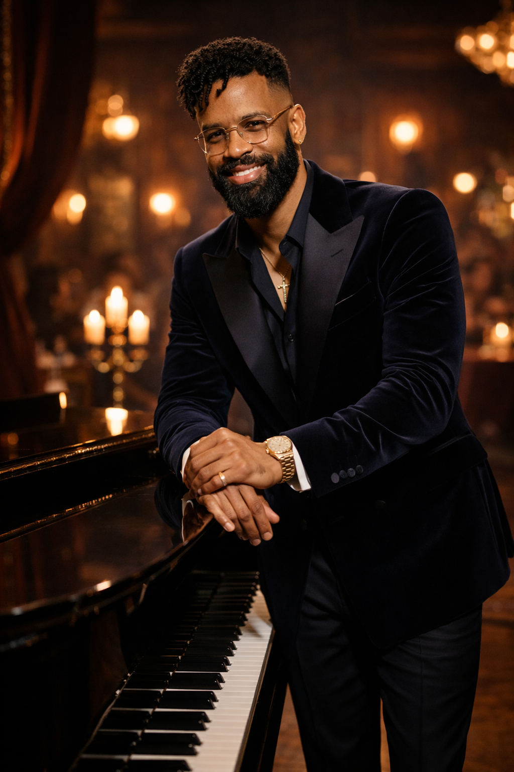 Sir Leslie Jennings at piano